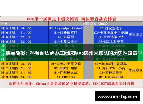 焦点战报：杯赛淘汰赛枣庄网球队vs惠州网球队的历史性较量